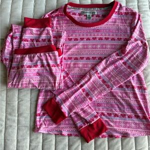 Madden Girl Festive Pink Women’s Pajama Set size Medium Holiday PJ’s